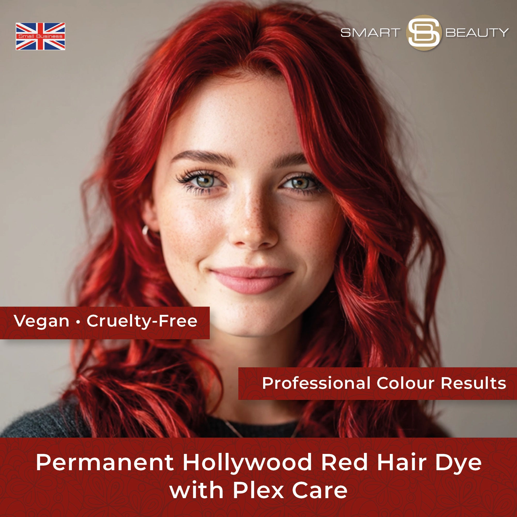 Smart Beauty Hollywood Red Hair Dye with Added Plex Hair Care Conditioner, Permanent Hair Colour