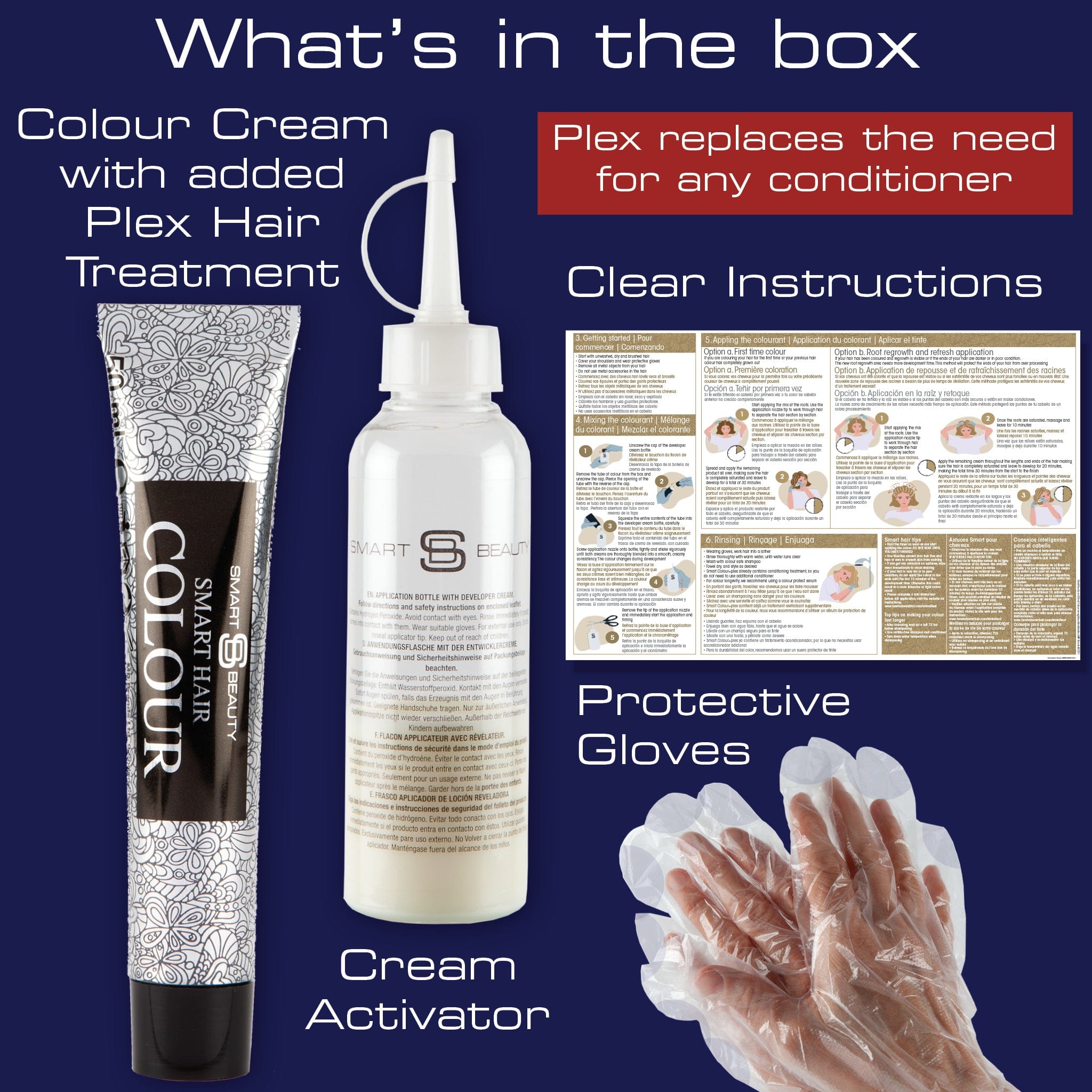Smart Beauty Black Sapphire Hair Dye with Added Plex Hair Care Conditioner, Permanent Hair Colour